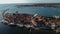Dron photo of the city in croatia called umag