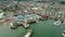 Dron view of a boat dock at the port of Arbroath, Scotland.