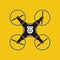 Drone with action camera icon. Aerial photography. Quadrocopter.