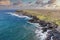 Drone aerial photograph of cows grazing at the coastal path inlet at Kiama