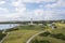 Drone aerial photograph of the Currie Harbour Lighthouse