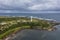 Drone aerial photograph of the Currie Harbour Lighthouse