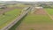 Drone Aerial of a road in countryside fields Europe Germany