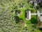 Drone aerial scenery of ancient Christian orthodox church in spring. Saint Mary Asinoy chapel cyprus