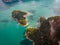 Drone aerial shot, top view of Khao Sok National Park, It is another destination for people who like the sea. The island