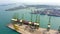 Drone Aerial view 4k Footage of Shipping Containers In Port Of Singapore.