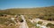 Drone aerial view above camping site on lake shore