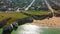 Drone aerial view of the beach and white cliffs, Margate, England