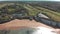 Drone aerial view of the beach and white cliffs, Margate, England, UK