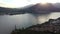 Drone aerial view of the beautiful panorama of Lake Como