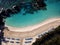 The drone aerial view of east whale bay beach, bermuda island