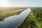 Drone aerial view of Nemunas river, a major Eastern European riv