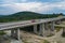 Drone aerial view on road and viaduct in construction