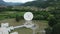 Drone Aerial View of Satellite Ground Station With Big Parabolic Antenna Dish