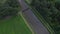 Drone aerial view of a sloop on the canal in the Dutch countryside