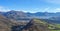 Drone aerial view to the Seriana and Gandino valley.Landscape from the village of Orezzo, Italy