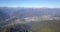 Drone aerial view to the Seriana valley and Orobie Alps in a clear and blue day