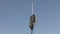 Drone antenna. Rotating UAV antenna. UAV ground antenna. Antenna against the blue sky