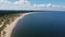 Drone Ascending Above Sobieszewska island on Baltic Sea in Poland