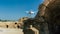 Drone on a background of the ancient walls. Past, Present and Future