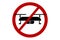 Drone ban zone sign. Copter prohibit symbol. Illustration of a restricted area sign for a camera in the air