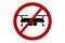 Drone ban zone sign. Copter prohibit symbol. Illustration of a restricted area sign for a camera in the air.