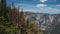 Drone bird`s eye view mountain landscape and Yosemite Falls