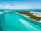 Drone bird view of exuma in the bahamas. summer vaction