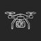 Drone camera chalk white icon on black background