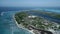 Drone camera fly in Cockburn Town, Grand Turk, Turks and Caicos, aerial panorama