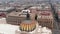 Drone camera flying around colorful dome with bird sculpture of Palace of fine arts (Palacio de Bellas Artes) in