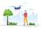 Drone with Camera Remote Control Driven Flying Over to Taking Photography and Video Recording in Flat Cartoon Illustration