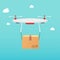 Drone carrying carton box. Delivery concept service. Business se