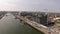 Drone cityscape and River Liffey of Dublin