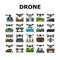 drone commercial use icons set vector