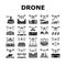 drone commercial use icons set vector