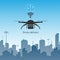 Drone delivery with 5G internet high speed concept