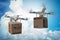 The drone delivery concept with box in air