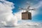 The drone delivery concept with box in air