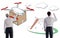 Drone delivery concept drawn by businessmen
