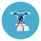 Drone Delivery Icon Web Button On Round Blue Background
