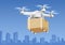 Drone delivery technology. Vector illustration.