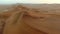 Drone, desert or sand landscape aerial view in Namibia sunset, nature beauty on dry land, horizon or Africa sahara. Hill