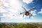 Drone flies above Landscape