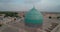 A drone flies around the Mir I Arab Madressa famous memorial complex in Bukhara at dawn