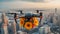 drone flies a bouquet of flowers delivery innovation
