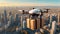 drone flies with a box over the city innovation delivery express concept modern