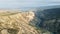 drone flies over the Sulak canyon in the summer