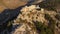 Drone flight above the walls of an old medieval Ljubushki Fortress Herceg Stjepan , Europe, Bosnia and Herzegovina