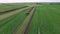 Drone flight aerial bird eye view of tractor blue sky in the background helicopter view and using very high resolution